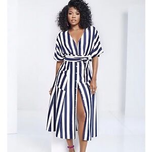 Striped Navy and White Maxi Dress